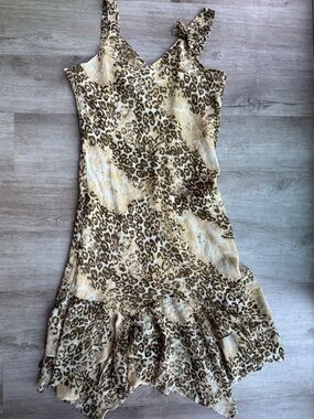Jessica Taylor Vintage Fairy Y2K Leopard Print Sequin Maxi Dress sz XL